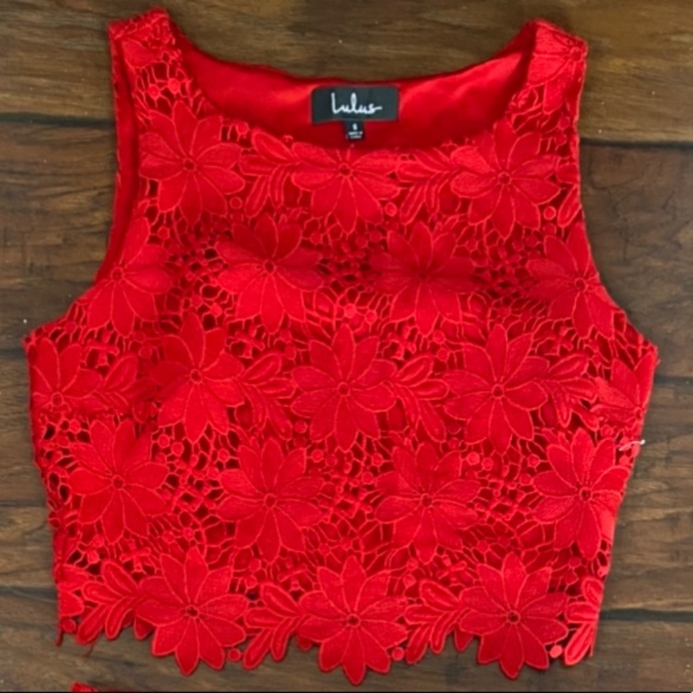 Lulu’s Red Lace Two-Piece Dress